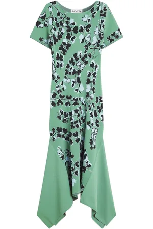 Lanvin Vestido midi con motivo floral en intarsia