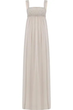 Dina Melwani Vestido largo con apliques de cristal