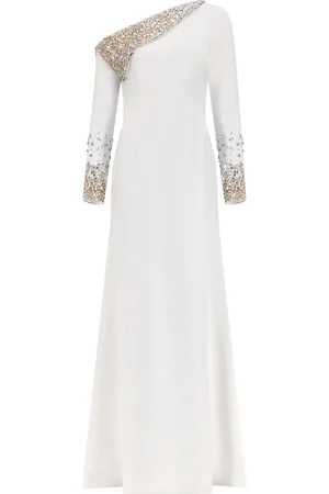 Dina Melwani Vestido de fiesta con detalles de cristal
