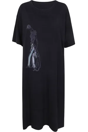 YOHJI YAMAMOTO Vestido midi con estampado gráfico