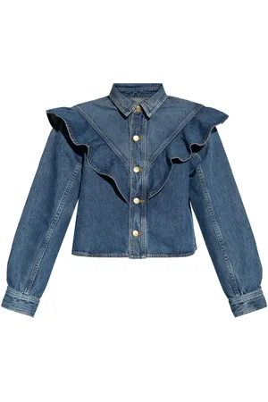 ULLA JOHNSON Camisa vaquera con volantes