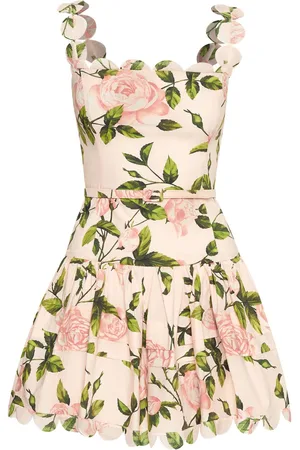 Oscar de la Renta Vestido corto de popelina con estampada