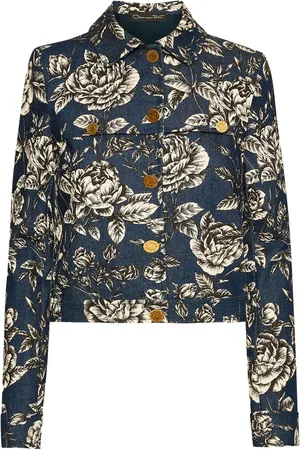 Oscar de la Renta Chaqueta vaquera con estampado de rosas