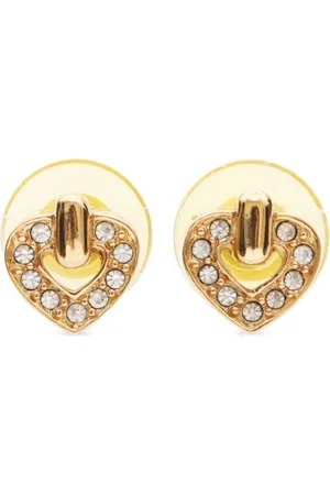 Dior Pendientes con corazón de strass 2000