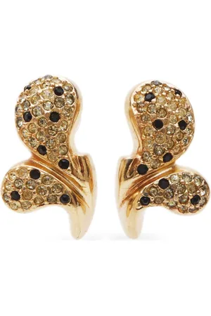 Dior Pendientes de clip con apliques de strass 2000