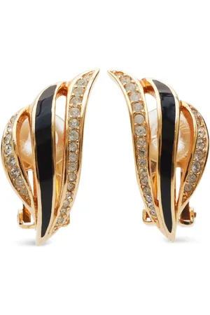 Dior Pendientes de clip con apliques de strass 2000