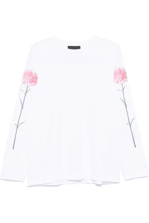 Simone Rocha Camiseta con clavel estampado y manga larga