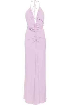 Monot Vestido largo drapeado con cuello en V