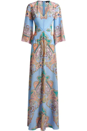 Etro Vestido largo con estampado de cachemira
