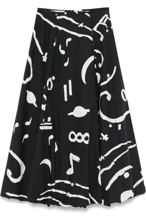ALYSI Falda larga con estampado abstracto