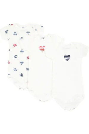 Petit Bateau Pack de tres bodies con estampado Heart de algodón