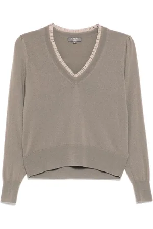 N.PEAL Jersey con ribete de volantes y cuello en V