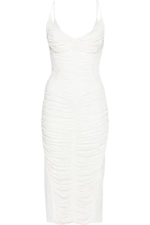 MUGLER Vestido midi fruncido