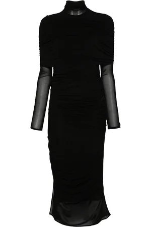 MUGLER Vestido midi fruncido