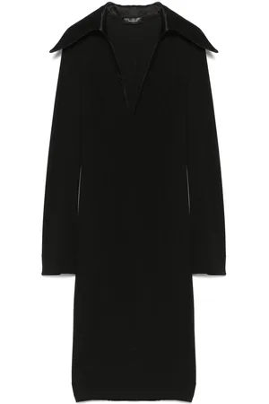 MUGLER Vestido midi con cuello de pico