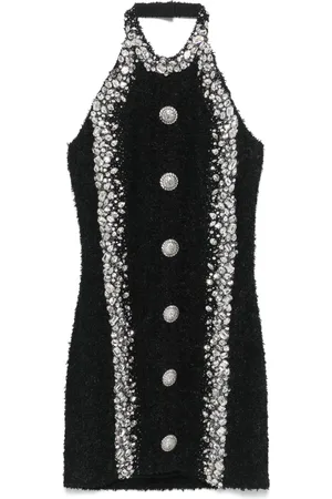 Balmain Vestido corto con detalle de cristales