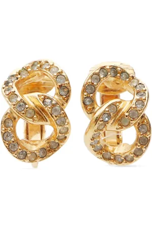 Dior Pendientes de clip con apliques de strass 2000