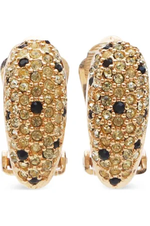 Dior Pendientes de clip con logo y strass 1990-2000
