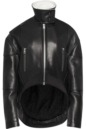 J.W.Anderson Chaqueta de cuero con dobladillo redondeado y cuello alto