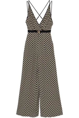 Elisabetta Franchi Mono largo con estampado de rombos de georgette