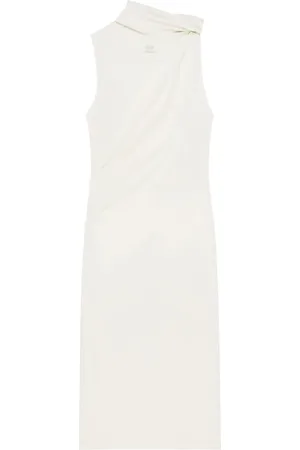 Courrèges Vestido midi con detalle drapeado