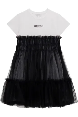 Guess Vestido estilo camiseta con capa de tul