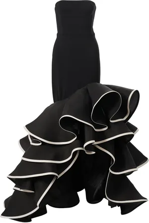 Carolina Herrera Vestido de fiesta palabra de honor con volantes