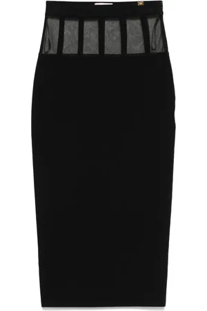 Elisabetta Franchi Falda midi con cortes estilo corsé