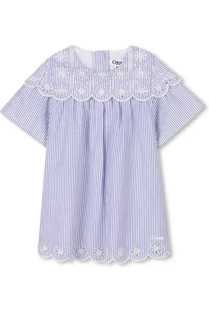 Chloé Vestido a rayas con bordado floral