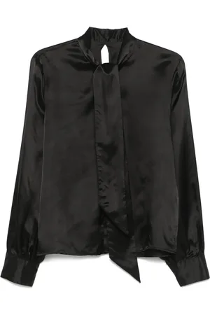 Maison Margiela Camisa de satén con lazo en el cuello
