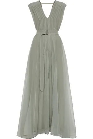 Brunello Cucinelli Vestido Monili plisado