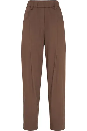 Brunello Cucinelli Pantalones rectos con detalle de cadena Monili