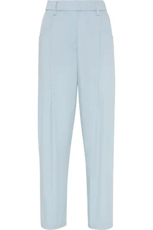 Brunello Cucinelli Pantalones rectos con detalle de cadena Monili