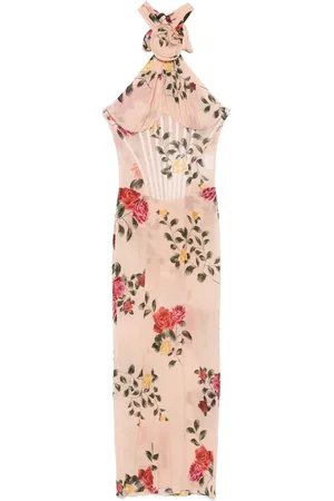 MAGDA BUTRYM Vestido midi con rosa estampada