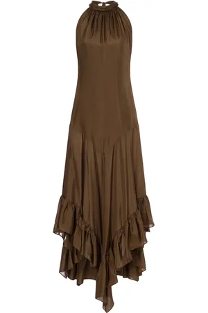 Serafini Vestido de seda con cuello halter