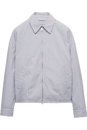 Prada Chaqueta de popelina tipo blusón a rayas
