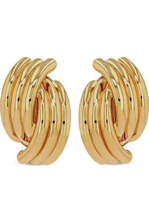ANINE BING Pendientes de canalé con diseño cruzado