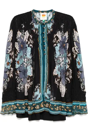 Farm Rio Blusa Blossom Tapestry fruncida