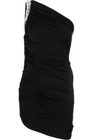 DAVID KOMA Vestido corto drapeado con detalle de cristal