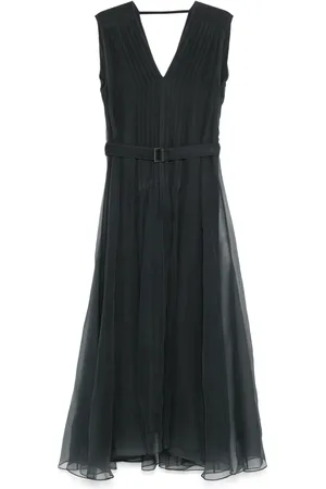 Brunello Cucinelli Vestido plisado con cinturón