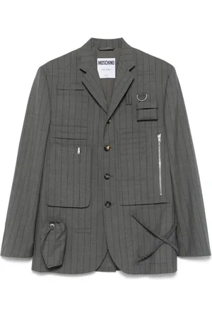 Moschino Blazer a rayas diplomáticas con estampado gráfico