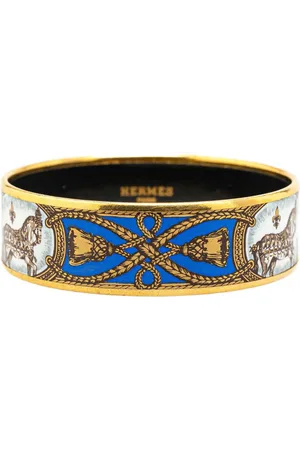 Hermès Pulsera tipo brazalete Grand Apparat ancha con detalle de esmalte 20th Century