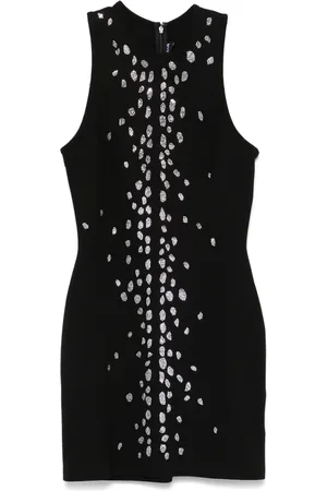 DAVID KOMA Vestido corto con detalle de cristales