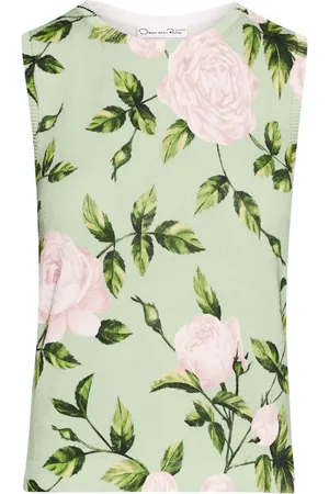 Oscar de la Renta Top con rosa estampada