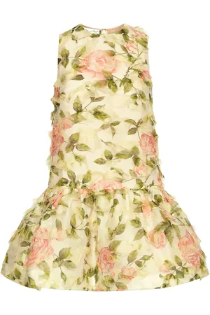Oscar de la Renta Vestido corto de fil coupé con rosa estampada