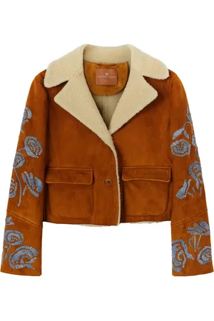 ERMANNO SCERVINO Chaqueta de lana de borrego con bordado floral