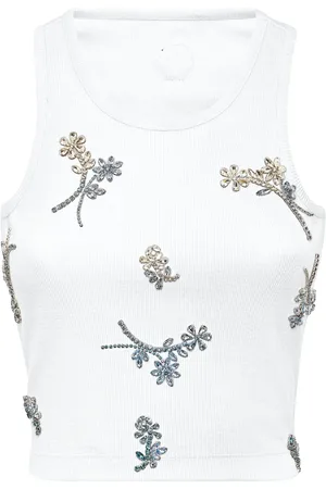 Philipp Plein Top Flower sin mangas