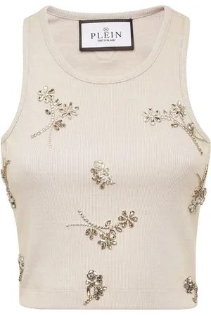 Philipp Plein Top Flower sin mangas