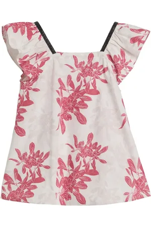 Brunello Cucinelli Top de popelina con estampado floral