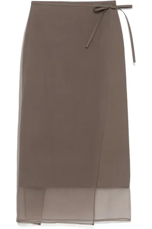 Brunello Cucinelli Falda midi cruzada